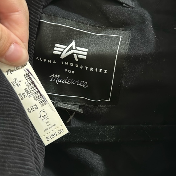 Madewell x Alpha Industries $265 Waxed Cotton Car Coat Black Size S NS730 - Picture 7 of 10